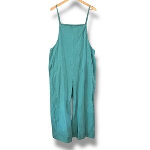 Yesno Teal Blue Bib Front Pull On Wide Leg Jumpsuit Size Large